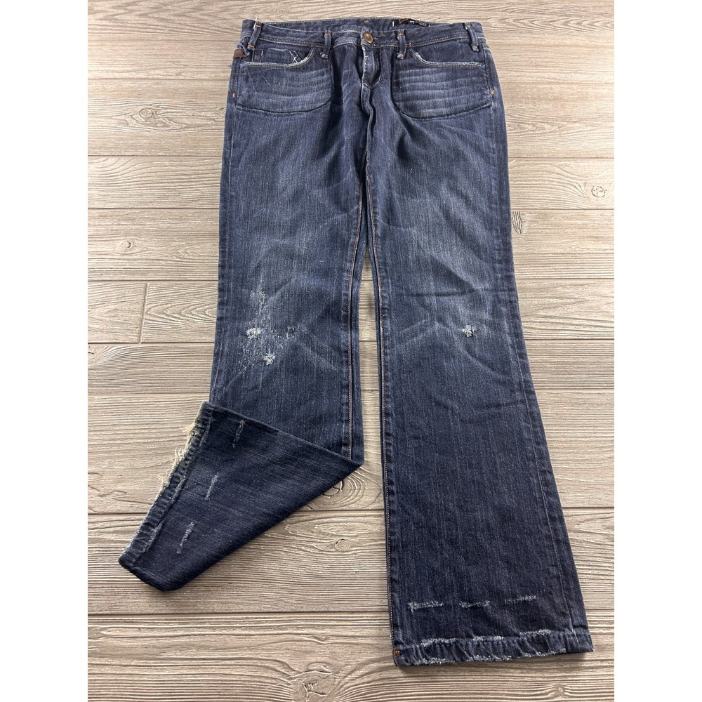Vigoss Studio Jeans Womens Bootcut Dark Wash Distressed Stretch Size 30